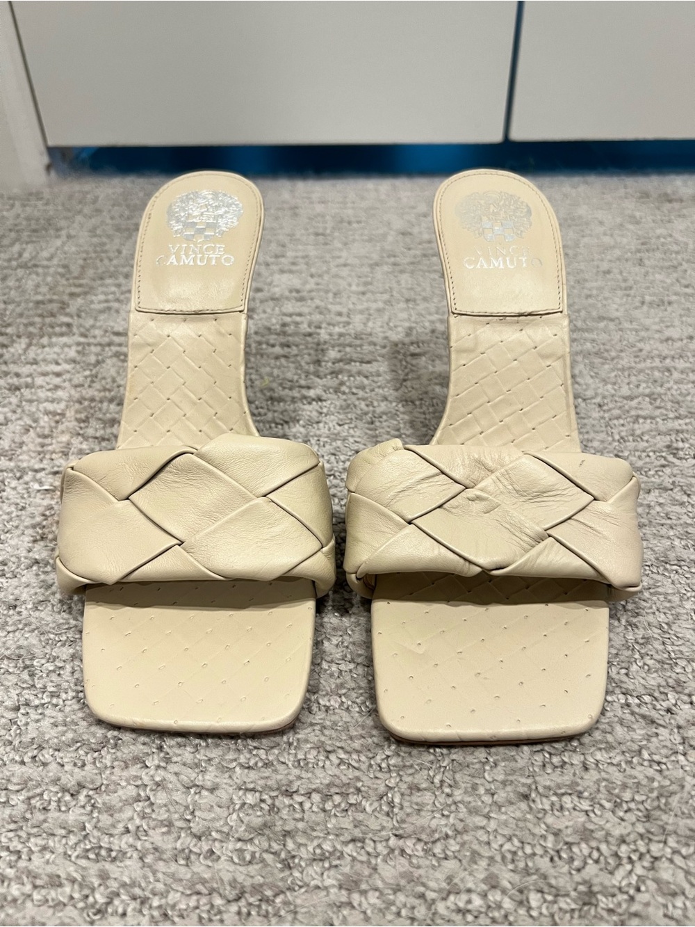 Vince Camuto Braided Slide Mules in Cream